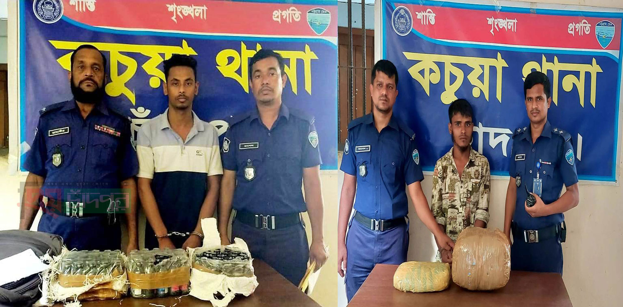 কচুয়ায় ফের বিপুল পরিমান গাজাঁ ও ফেন্সিডিলসহ গ্রেফতার ২