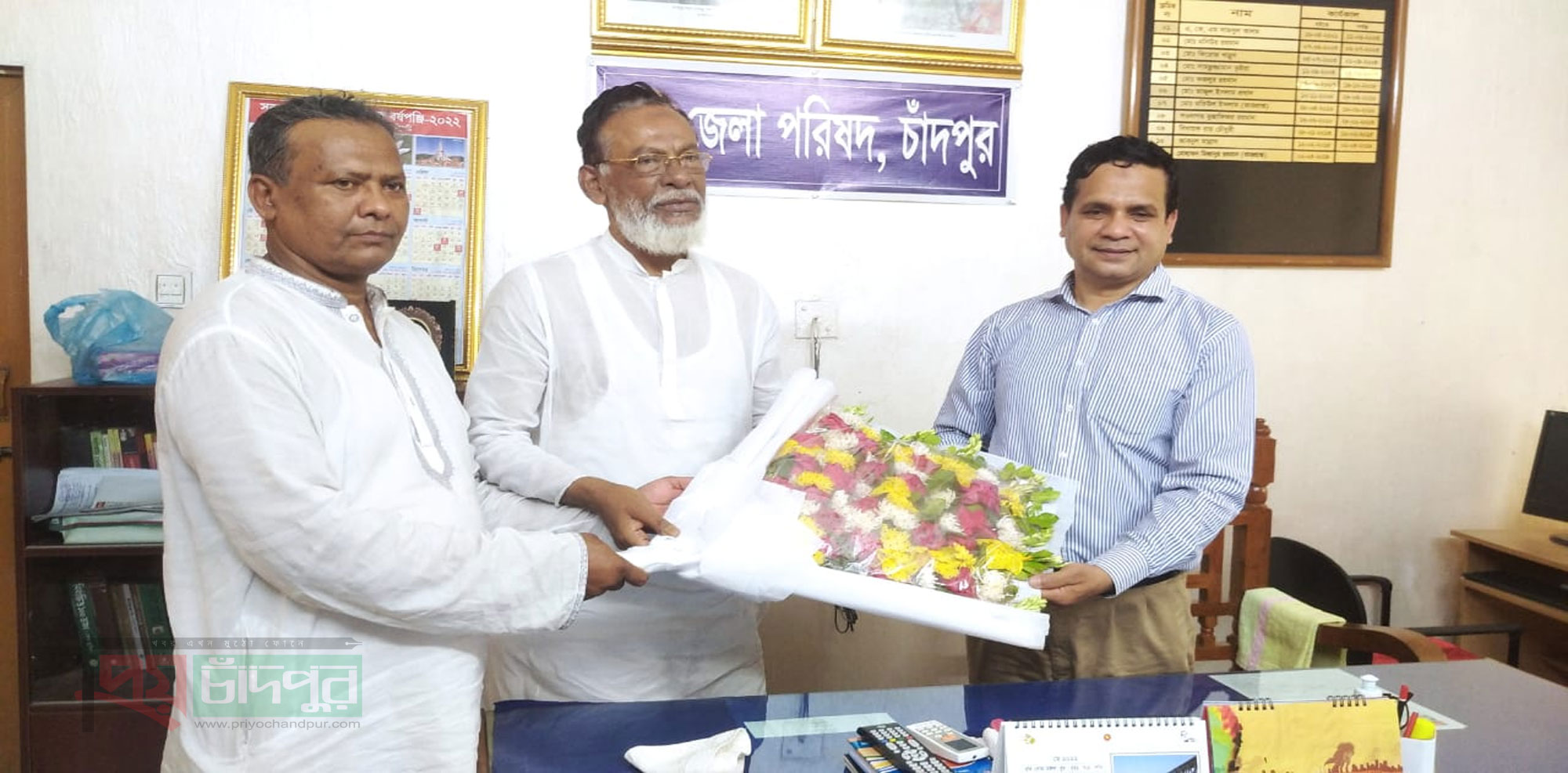 চাঁদপুর জেলা পরিষদের প্রশাসককে নুরুল ইসলাম পাটওয়ারীর শুভেচ্ছা