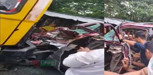 মতলব-শ্রীরায়েরচর সড়ক ট্রাক মাইক্রোবাস মূখোমূখি সংঘর্ষ