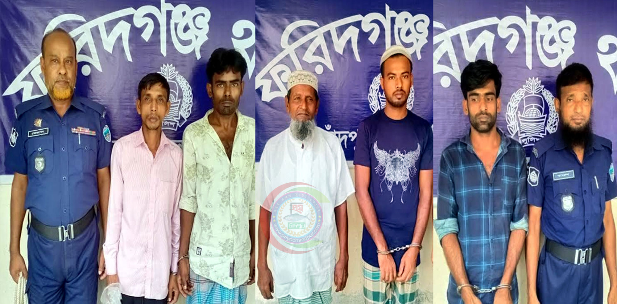 ফরিদগঞ্জে সাজা ও অর্থদন্ড প্রাপ্ত আসামীসহ আটক ৫