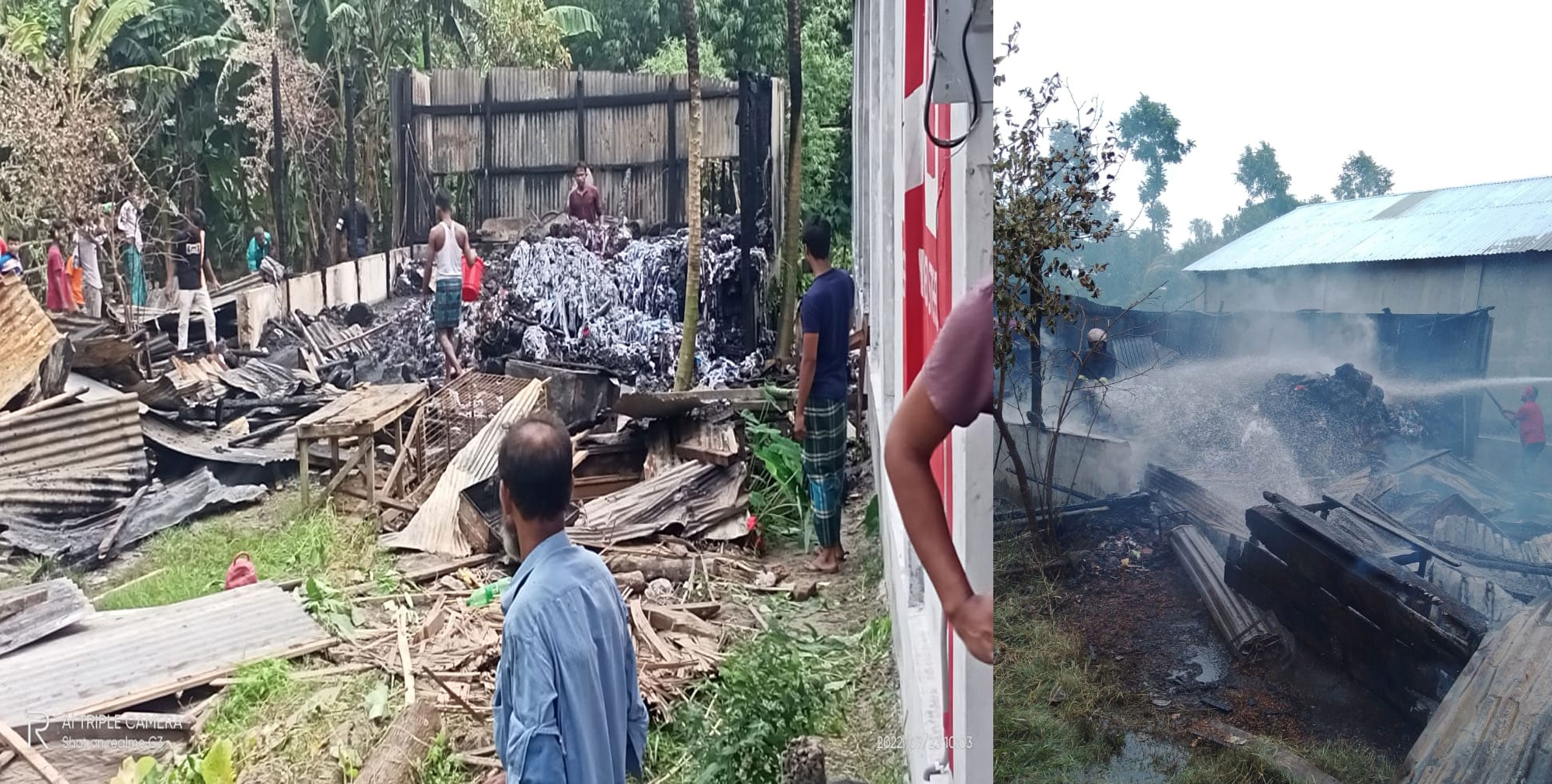 শাহরাস্তিতে আগুনে পুড়ে দুটি দোকান ভস্মীভূত