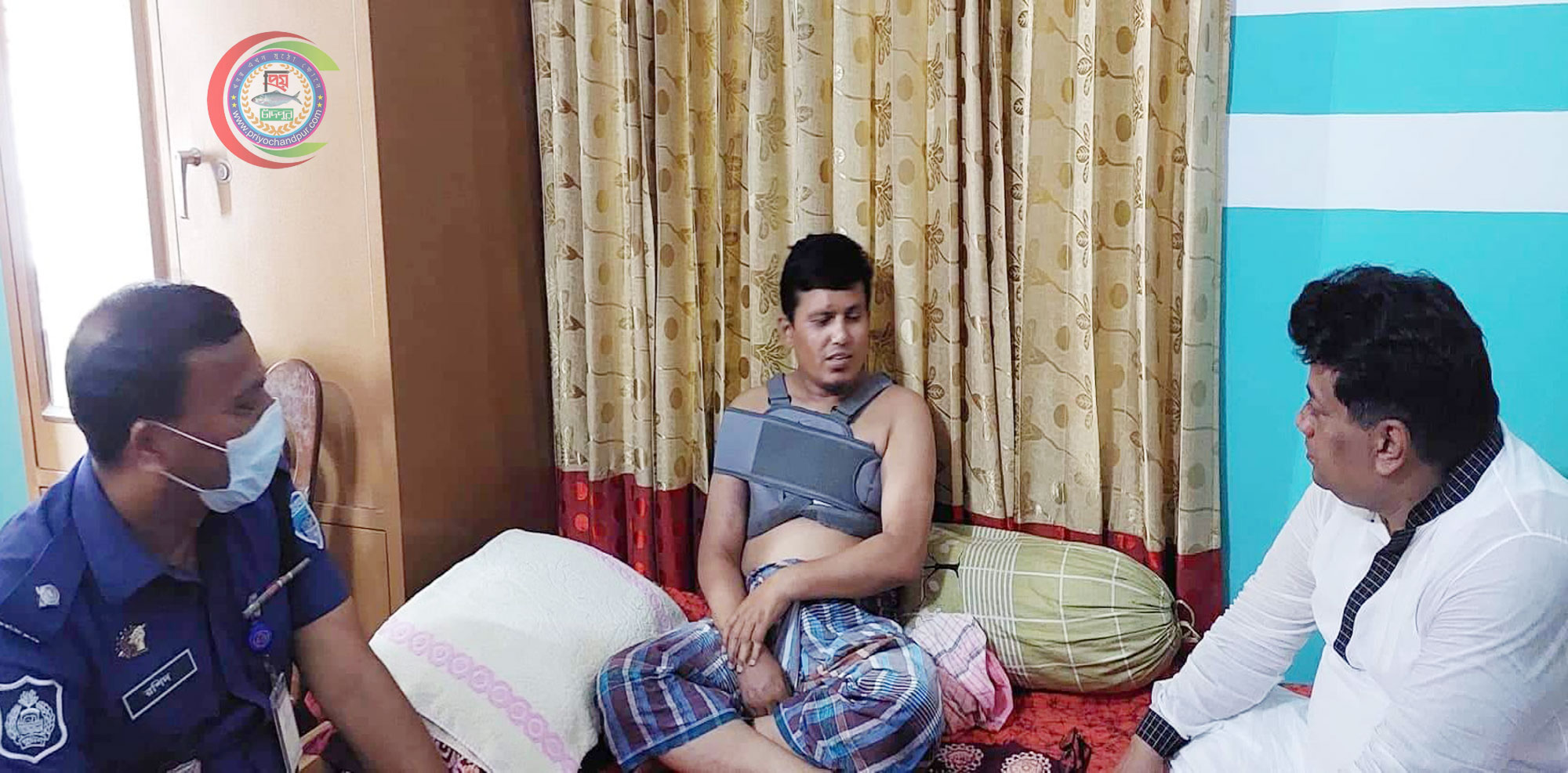 প্রেসক্লাব সভাপতি মিলনের শয্যাপাশে চাঁদপুর খবর সম্পাদক সোহেল রুশদী