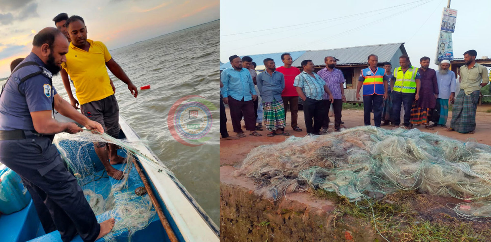 ৭১ লক্ষ ৪৮ হাজার মিটার কারেন্ট জাল’সহ ১৮ জেলে গ্রেপ্তার