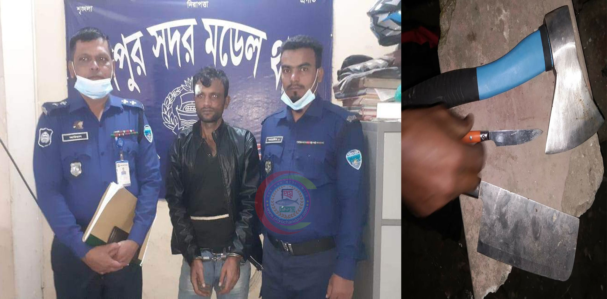 মহামায়ায় ছিনতাই করে ফেরার পথে জনতার হাতে অস্ত্রসহ আটক ১