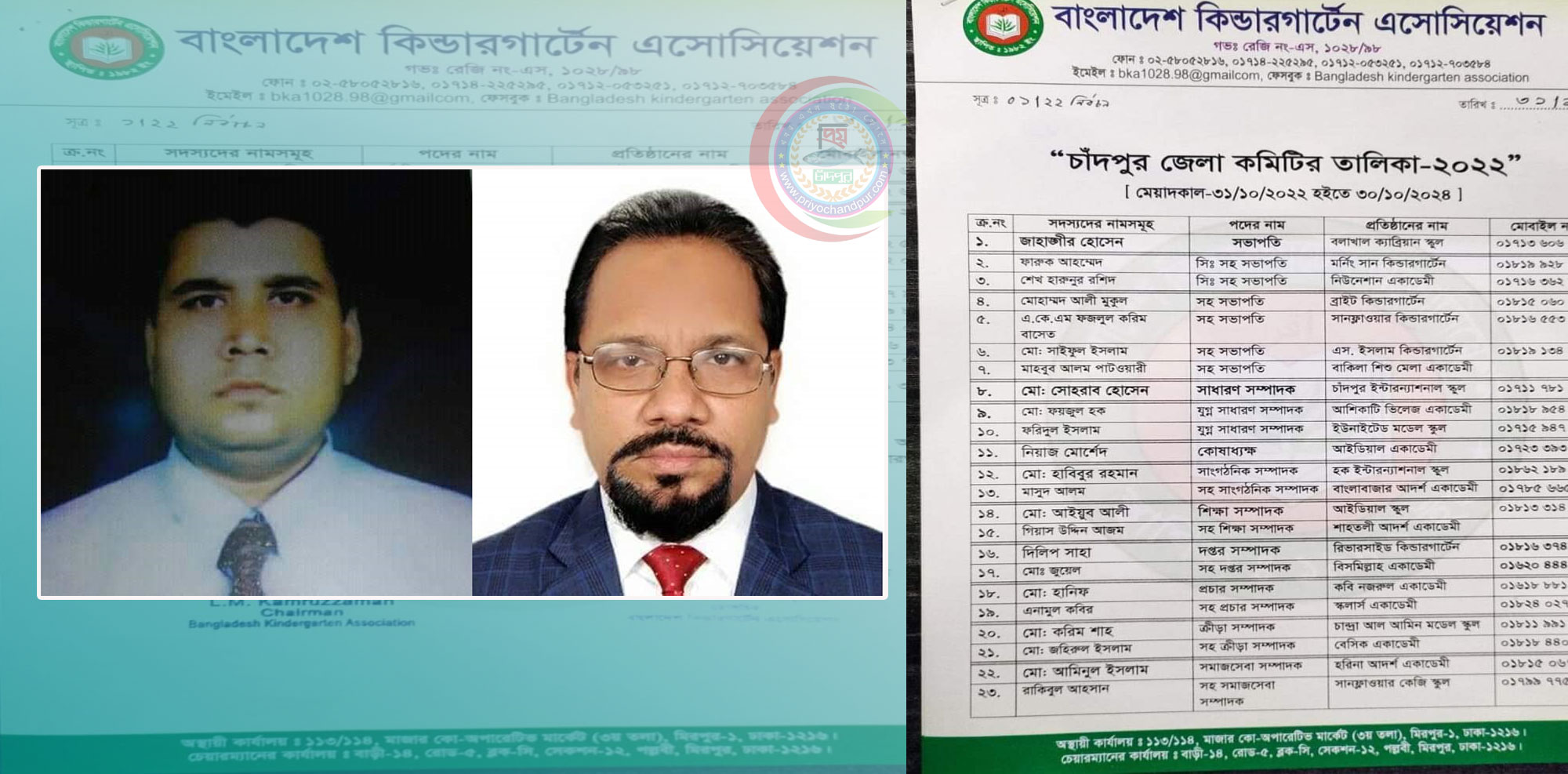 বাংলাদেশ কিন্ডারগার্টেন এসোসিয়েশন চাঁদপুর জেলা কমিটি অনুমোদন