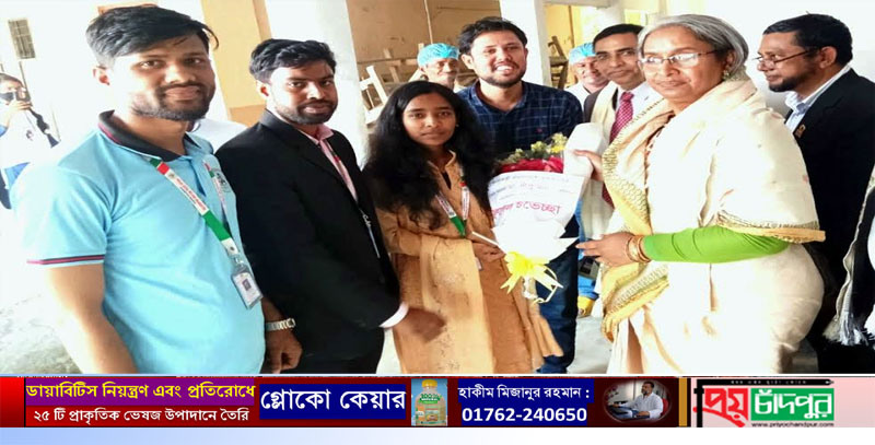 চাঁদপুরে শিক্ষামন্ত্রী ডা. দীপু মনি এমপিকে প্রভাত সমাজকল্যাণ সংস্থার ফুলেল শুভেচ্ছা