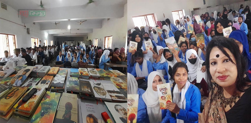 মতলব সরকারি কলেজের শতাধিক শিক্ষার্থীর হাতে হাতে চর্যাপদ একাডেমির বই