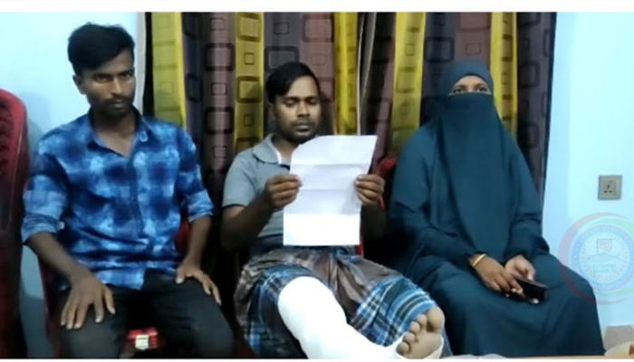 শাহরাস্তিতে অপহরণ ও হত্যার হুমকীতে ফল বিক্রেতার সংবাদ সম্মেলন 