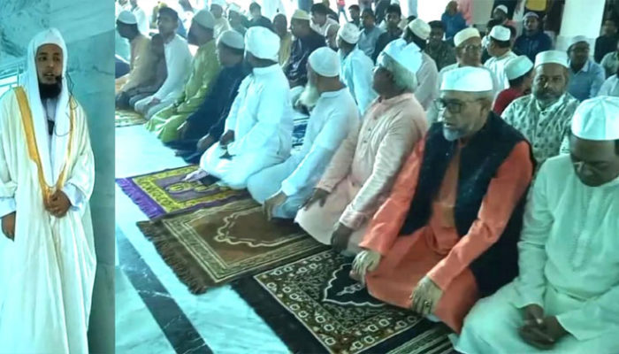মতলব দক্ষিণ মডেল মসজিদে ঈদের নামাজ আদায় : পড়ালেন নিয়োগকৃত ইমাম মুফতি রাশেদুল ইসলাম