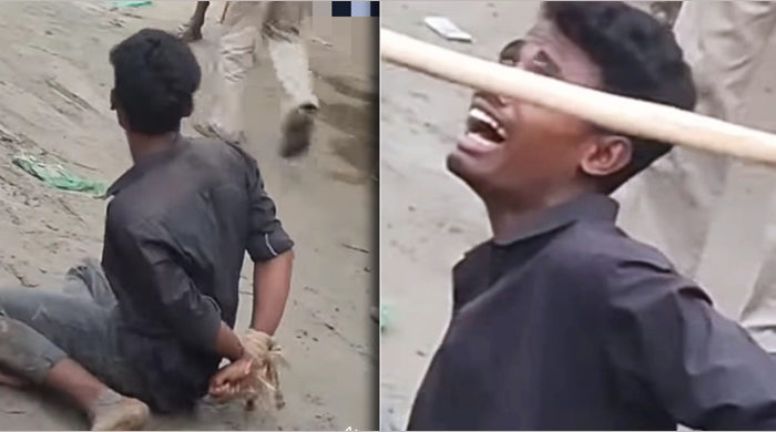 স্কুলছাত্রীকে উত্ত্যক্তের অভিযোগে যুবককে হাত-পা বেঁধে নির্যাতন