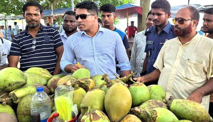 অভিযানের খবরে চাঁদপুর বড় স্টেশনে ডাবের দাম ৬০ টাকা