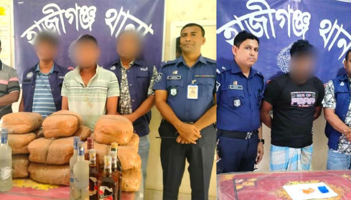 হাজীগঞ্জ থানা পুলিশের পৃথক অভিযানে বিপুল পরিমাণ মাদকসহ ২ জন আটক