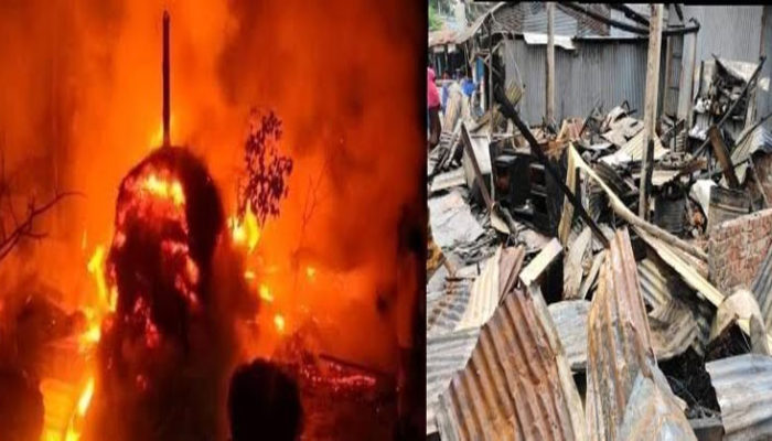 শাহরাস্তিতে অগ্নিকাণ্ডে  ৬ টি দোকান  পুড়ে ভস্মীভূত