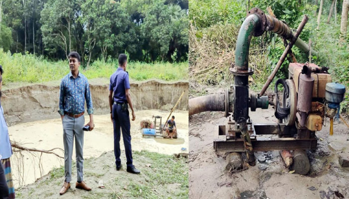 মতলব উত্তরে কৃষি জমি থেকে মাটি তোলায় ড্রেজার মালিককে ১০ হাজার টাকা জরিমানা