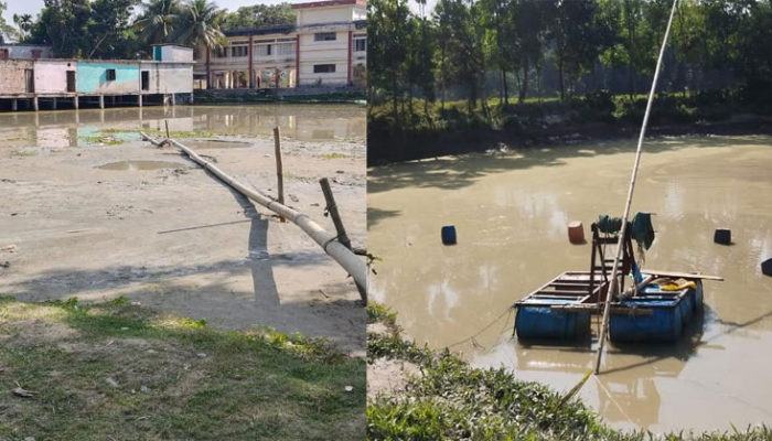 কচুয়ার উজানীতে অবৈধ ড্রেজার দিয়ে বালু উত্তোলন, ক্ষতিগ্রস্থ হচ্ছে কৃষক