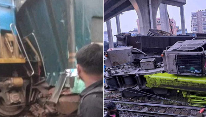 এক্সপ্রেসওয়ের ক্রেনের আঘাতে লাইনচ্যুত ট্রেন, ঢাকার সঙ্গে সারা দেশের যোগাযোগ বন্ধ