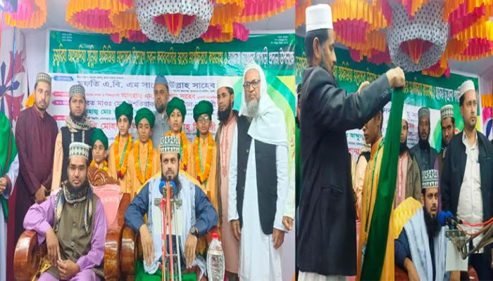 কচুয়ায় আহম্মদিয়া সুন্নিয়া হাফিজিয়া মাদ্রাসার ৭ হাফেজের পাগড়ী প্রদান
