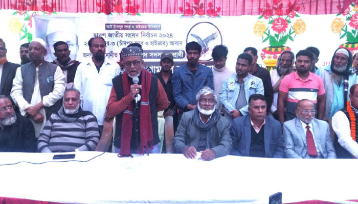 চাঁদপুরের শাহমাহমুদপুরে ঈগল প্রতীকের নির্বাচনী উঠান বৈঠকে জনতার ঢল
