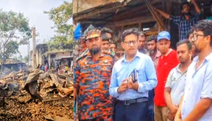 শাহরাস্তিতে অগ্নিকাণ্ডে ১৪ দোকান পুড়ে ভস্মীভূত, ক্ষতি প্রায় কোটি টাকা