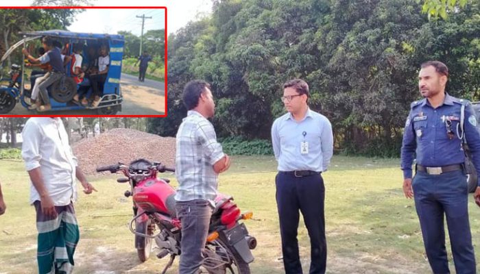 শাহরাস্তিতে সড়কে শৃঙ্খলা ফেরাতে ২৫ যানবাহনকে ২১ হাজার ১শ’ টাকা অর্থদণ্ড 