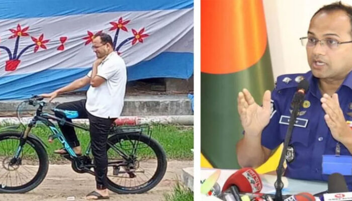 ‘ছদ্মবেশে’ সাইকেল চালিয়ে পুলিশের কার্যক্রম দেখতে এসপি