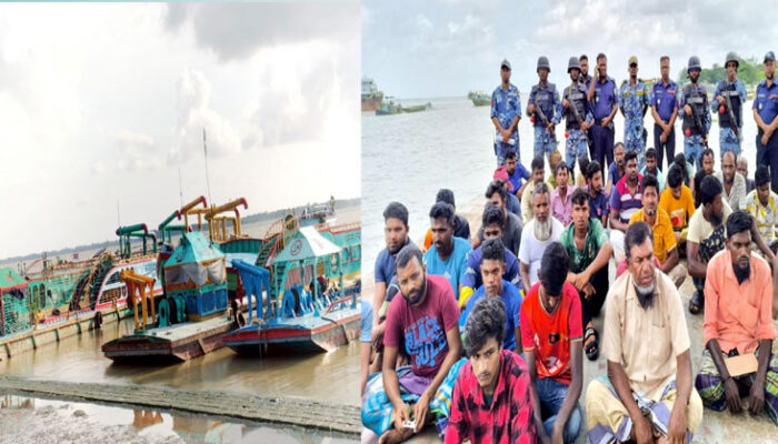 মতলব উত্তরে মেঘনা নদীতে অবৈধভাবে বালু উত্তোলন : ড্রেজার-বাল্কহেড’সহ গ্রেপ্তার ৩৪