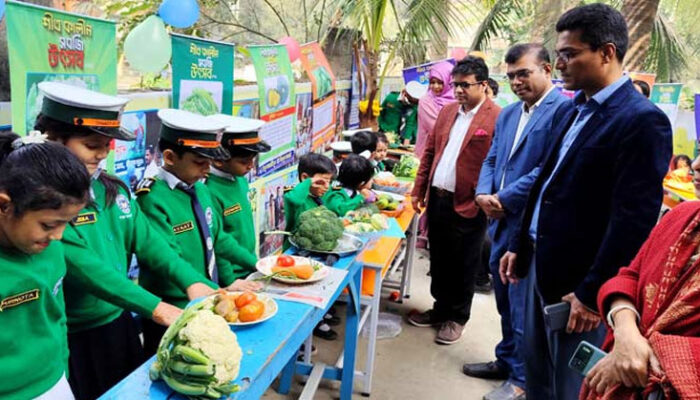 চাঁদপুরে স্কুল বেঞ্চে ব্যতিক্রমী দেশজ সবজি উৎসব