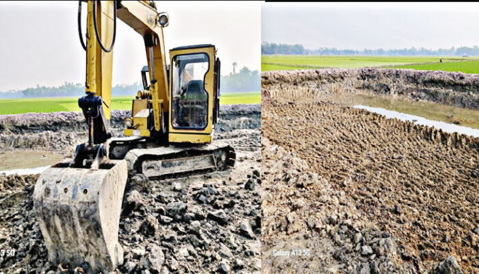 শাহরাস্তিতে টপসয়েল লুন্ঠন করে ফসলি জমিন ধ্বংসে মেতে উঠেছে