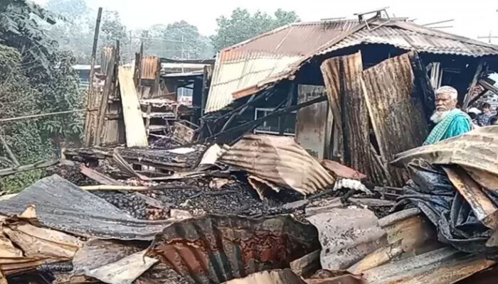চাঁদপুরের মুন্সীরহাট বাজারে আগুনে পুড়লো ১২ দোকান