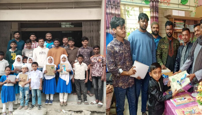 শাহরাস্তি পৌর ছাত্রদলের উদ্যোগে শিক্ষা সামগ্রী বিতরণ
