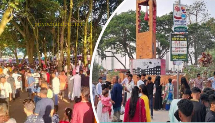 চাঁদপুর তিন নদীর মিলনস্থলে ঈদ আনন্দে মেতেছেন দর্শনার্থীরা