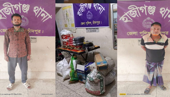 হাজীগঞ্জে পুলিশের অভিযানে ডাকাত দলের ২ সদস্য গ্রেফতার, লুণ্ঠিত মালামাল উদ্ধার