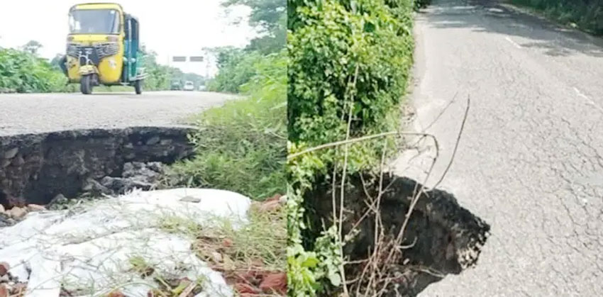 চাঁদপুরে মেঘনা-ধনাগোদা বেড়িবাঁধ সড়ক যেন মৃত্যুফাঁদ