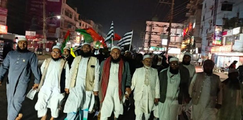 চাঁদপুরে ধানের শীষের পক্ষে জেলা জমিয়তে ওলামায়ের মিছিল