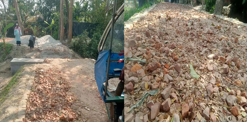রামপুরে খুঁড়িয়ে খুঁড়িয়ে চলছে রাস্তার কাজ, ভোগান্তিতে শিক্ষার্থীসহ পথচারীরা