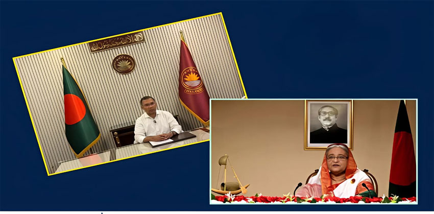 হাসিনার ট্র্যাডিশন ভেঙে দলীয় প্রতীক বা কারও ছবি ছাড়াই ভাষণ দিলেন তারেক রহমান