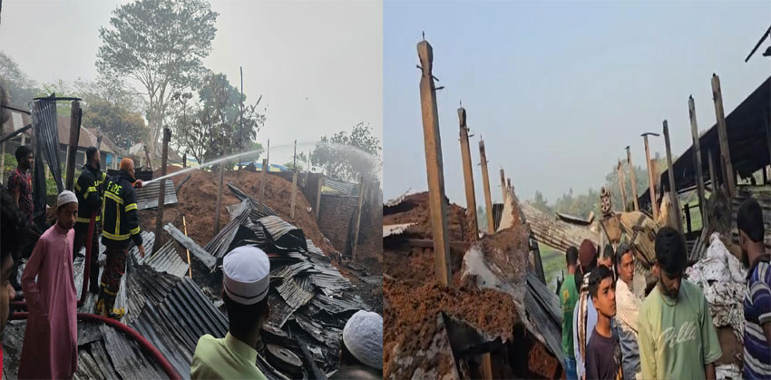 মতলব দক্ষিণে কয়েলের কাঁচামাল তৈরির কারখানায় ভয়াবহ অগ্নিকাণ্ড