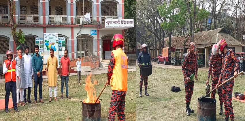 জাতীয় দুর্যোগ প্রস্তুতি দিবসে কচুয়ায় অগ্নিকাণ্ড ও ভূমিকম্প বিষয়ক মহড়া
