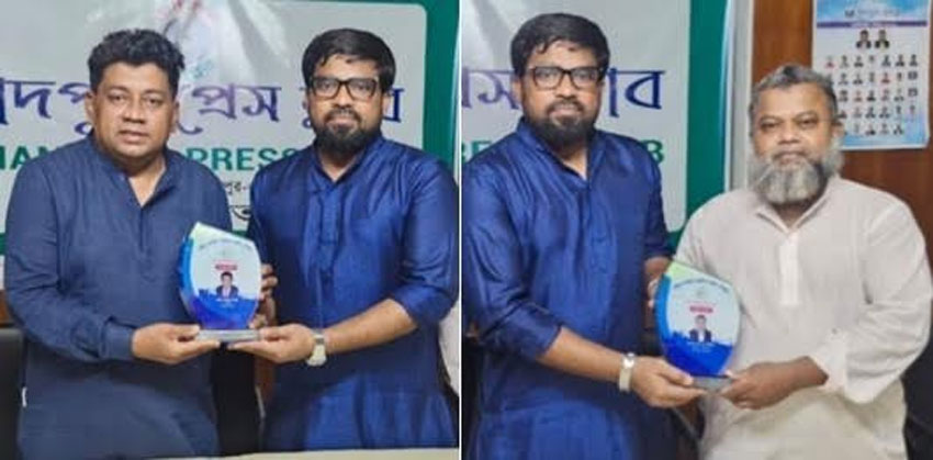 চাঁদপুর প্রেস ক্লাবের সভাপতি-সম্পাদককে প্রান্তিকের সংবর্ধনা