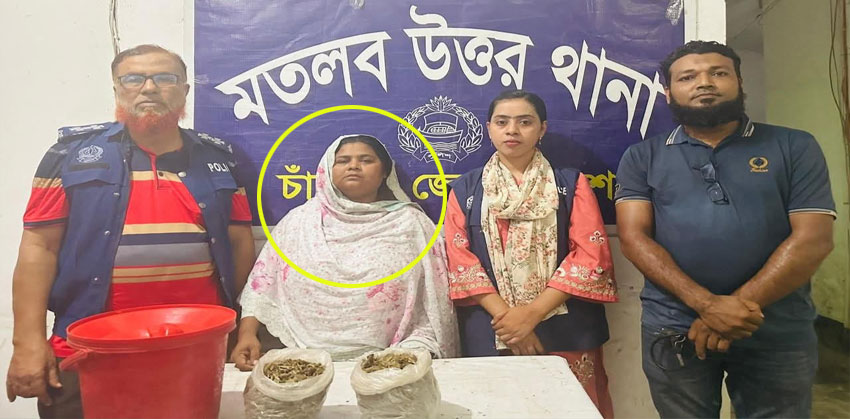 মতলব উত্তরে দেড় কেজি গাঁজাসহ নারী আটক, স্বামী পলাতক