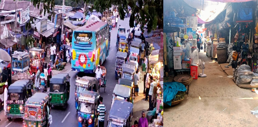 মহামায়া বাজারে ব্যবসায়ী ও যান চালকদের দখলে পথচারীদের ফুটপাত