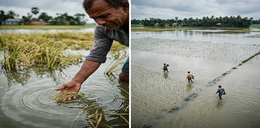 কচুয়ায় “বোরো ধান কাটার আগেই পানিতে ডুবলো কৃষকের স্বপ্ন”