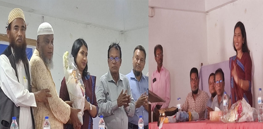 শাহরাস্তির নবাগত ইউএনও মনিরা খাতুনকে শিক্ষক-কর্মচারী সংগঠনের সংবর্ধনা