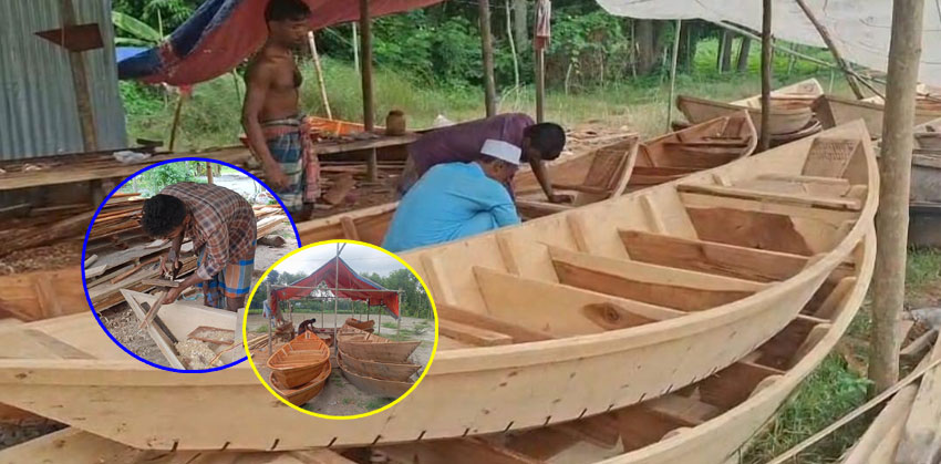 নদী-খালে পানি বাড়তেই চাঁদপুরে নৌকা তৈরিতে ব্যস্ততা, বেচাকেনায় ধুম
