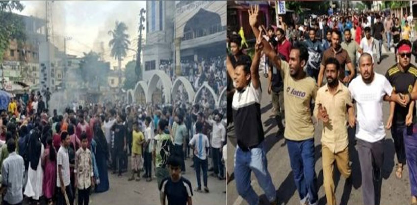 চাঁদপুরে ছাত্র-জনতার রাজপথে উল্লাস