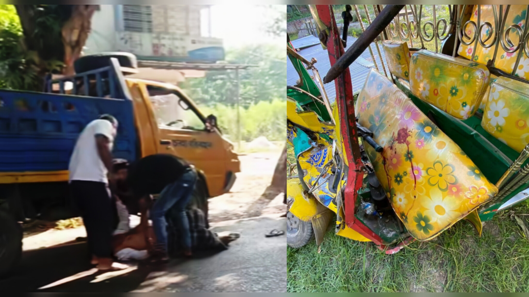 মহামায়ায় সিএনজি-পিকআপ-প্রাইভেটকারের ত্রিমুখী সংঘর্ষ, নিহত ২