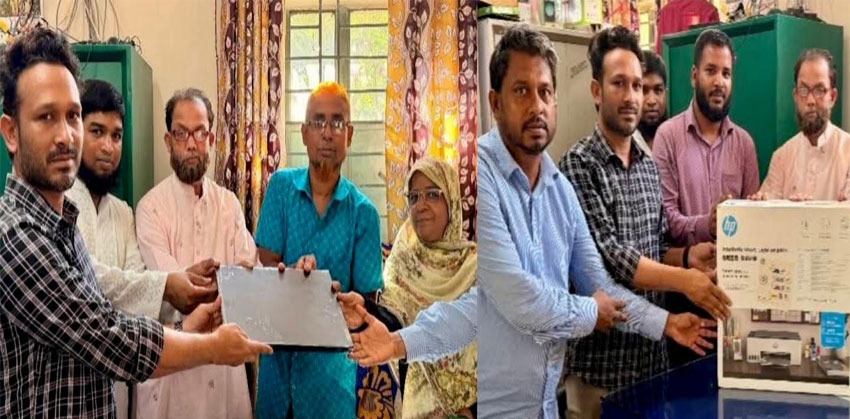 কচুয়ায় নূরপুর ল্যাবরেটরি উবিতে ল্যাপটপ ও প্রিন্টার দিলেন সভাপতি শাখাওয়াত