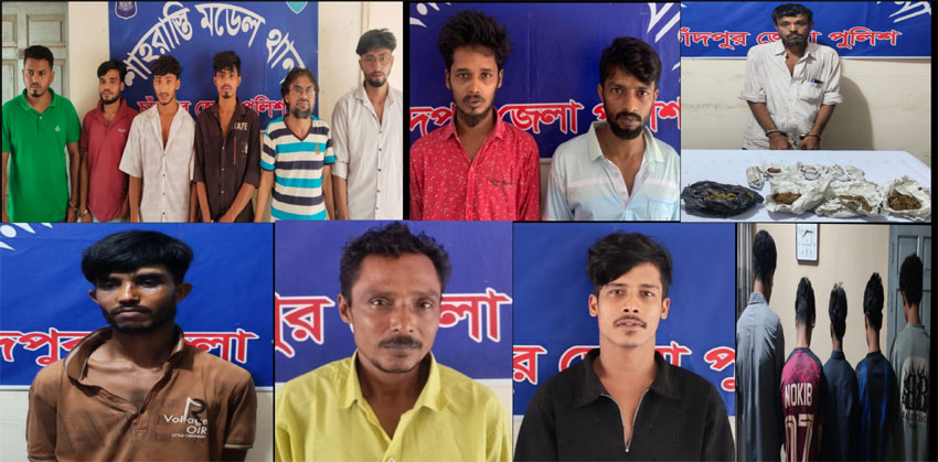 শাহরাস্তিতে ৫ দিনে পুলিশের অভিযানে ১৪ জন আটক