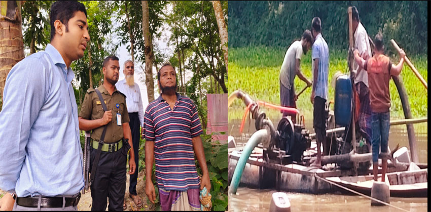 শাহরাস্তিতে ড্রেজার দিয়ে কৃষিজমির মাটি কাটায় ১ লাখ টাকা জরিমানা