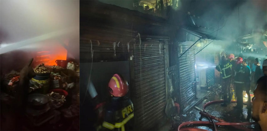 ফরিদগঞ্জের গৃদকালিন্দিয়া বাজারে ভয়াবহ অগ্নিকাণ্ডে ৪টি দোকান পুড়ে ছাই